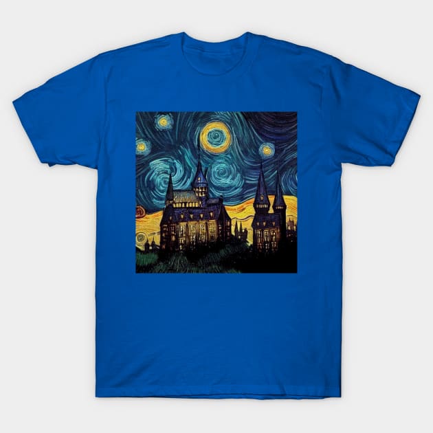 Starry Night Wizarding School Van Gogh T-Shirt by Grassroots Green